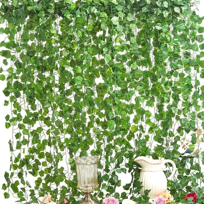 Plantes suspendues artificielles, faux lierre feuilles Garland Cadeaux Fête  Jardin Mariage Mur Maison Décor 12 Pièces Lierre