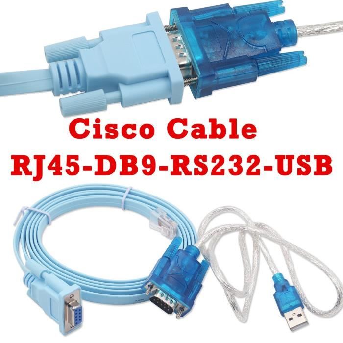 Cisco Câble De Console Câble Série Rj45 à DB9 et RS232 à USB (2 en 1) Pour Périphérique Cisco 1