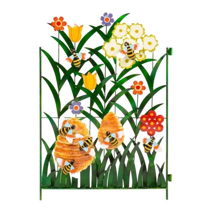 Treillis,Panneau de clôture de jardin décoratif en acier enduit,3 panneaux en métal coloré,papillon et fleurs,écran de - Type A -B