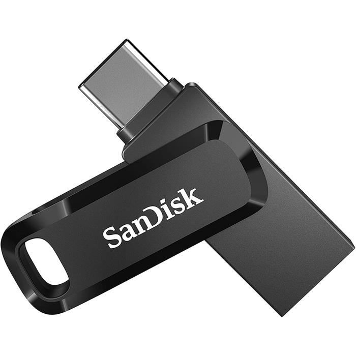 Clé USB SanDisk Ultra Go 512 Go - Double connectique USB Type-C et Type-A - Vitesse de lecture de 150Mo/s