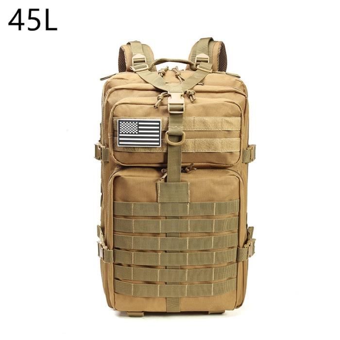 Sac à Dos Tactique 45L LHI - Sac De Survie 72h, Randonnée, Moto, Grande Capacité, Imperméable