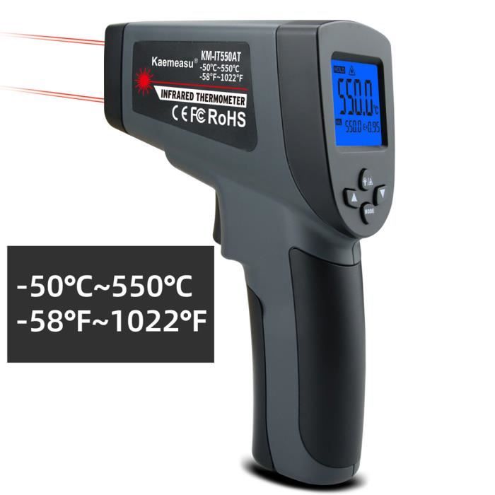 Thermomètre infrarouge laser électronique sans contact 550°C