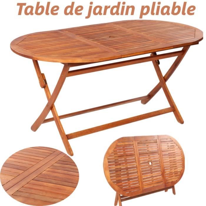 Table de jardin pliable - Bois dacacia massif - 160x85x75 cm