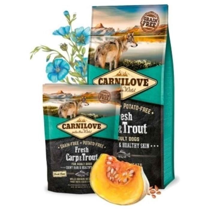 Croquettes - CARNILOVE - Fresh Carpe et Truite - 1 5Kg - Pour Chien - Adulte