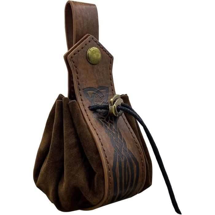 Sac LARP Viking Sac Banane Médiéval Similicuir - Cosplay Viking Renaissance Sac à Main Thème Fantasy