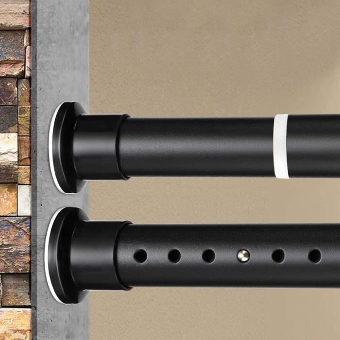 Tringle De Rideau De Douche Télescopique Industrielle 74-236 Cm - Noire Mat, Sans Percer Ou Avec Vis