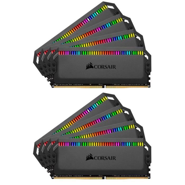 Vente Memoire PC Corsair Dominator Platinum RGB 64 Go (8x 8Go) DDR4 4000 MHz CL19 - Kit Quad Channel 8 barrettes de RAM DDR4 PC4-32000 - pas cher Vente Memoire PC Corsair Dominator Platinum RGB 64 Go (8x 8Go) DDR4 4000 MHz CL19 - Kit Quad Channel 8 barrettes de RAM DDR4 PC4-32000 - pas cher