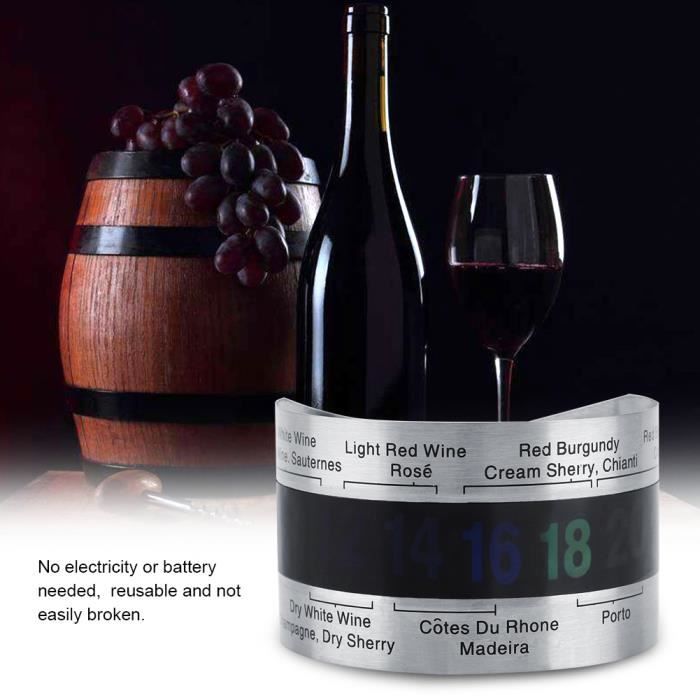 Bracelet Thermomètre à Vin LCD - Acier Inoxydable - Pour Vin, Bière, Champagne - 4-24°C