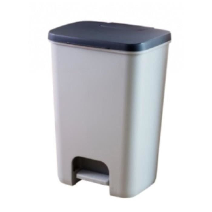 Poubelle Curver Deco Duo 23+23L - À Pédale - Argent - 2 Bacs Amovibles Pour Tri Sélectif - 90% Matériaux Recyclés