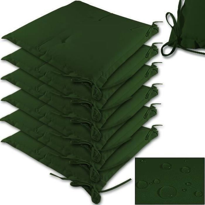 DETEX® Ensemble de 6 Coussins Boston de Chaise de Jardin Vert Coussin de siège de Jardin en Polyester intérieur extérieur DETEX® Ensemble de 6 Coussins Boston de Chaise de Jardin Vert Coussin de siège de Jardin en Polyester intérieur extérieur