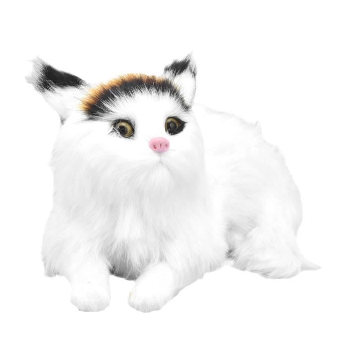 Peluche Chat Simulation Réaliste Jaune Et Blanc – Jouet Interactif Sonore – Décoration & Cadeau Enfant Adorable !
