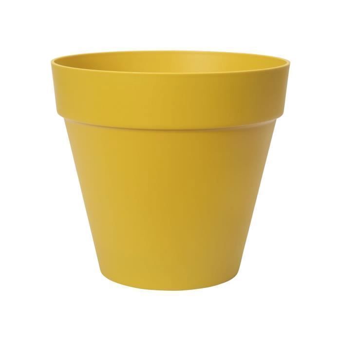 Elho Pot de fleurs - LOFT URBAN - Plastique - Jaune Ocre - Rond - 24,5xH22,2cm - 100% récyclé - vue 1