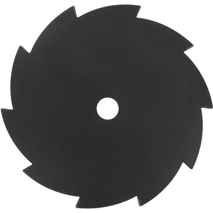 Lame plate 10 dents adaptable pour débroussailleuse - Coupe de 255mm, alésage: 25,4mm, épaisseur: 2,