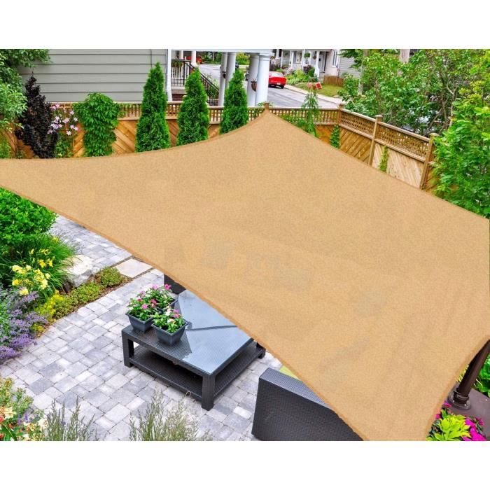 Haikus Voile d'ombrage Carré 3x3m, Toile Ombrage HDPE Respirant Protection Rayons UV pour Jardin Terrasse, Sable