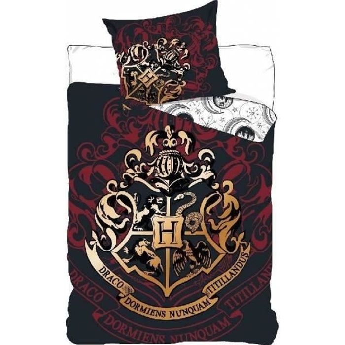 harry potter parure de couette 140x200 taie d oreiller drap housse 90 x 190 rouge homerokk cdiscount maison
