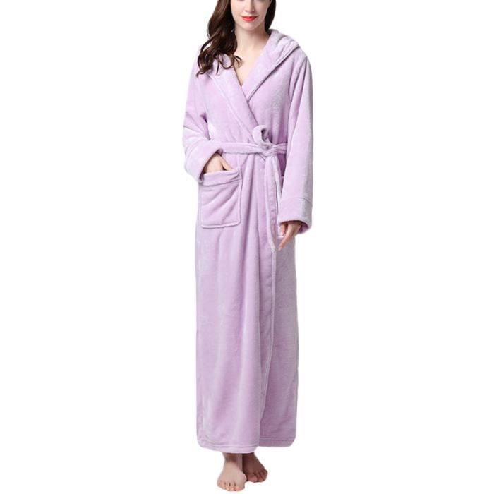 Peignoir de Bain Peluche avec Capuche et Poches,Ultra Douce Confort Peignoir pour Femme Homme Sortie de Bain Hiver Couleur D XL
