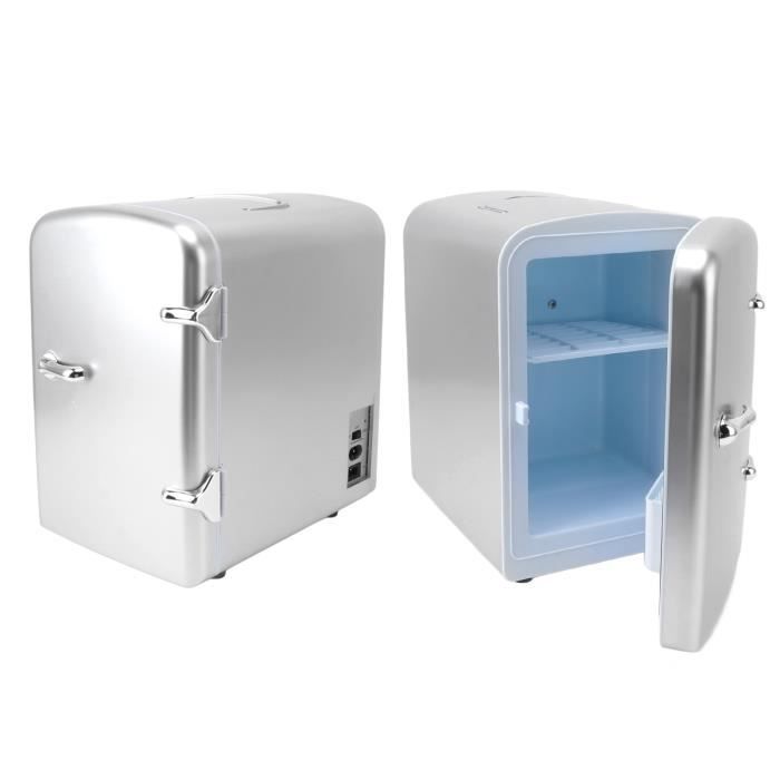 HURRISE Mini réfrigérateur Réfrigérateur Portable Réfrigérateur Compact à Usage electromenager refrigerateur Prise UE argentée