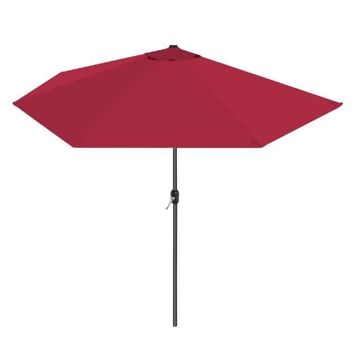 Demi-parasol de jardin coloris rose, parasol de balcon avec manivelle - Diamètre 270 x Profondeur 135 x Hauteur 230 cm