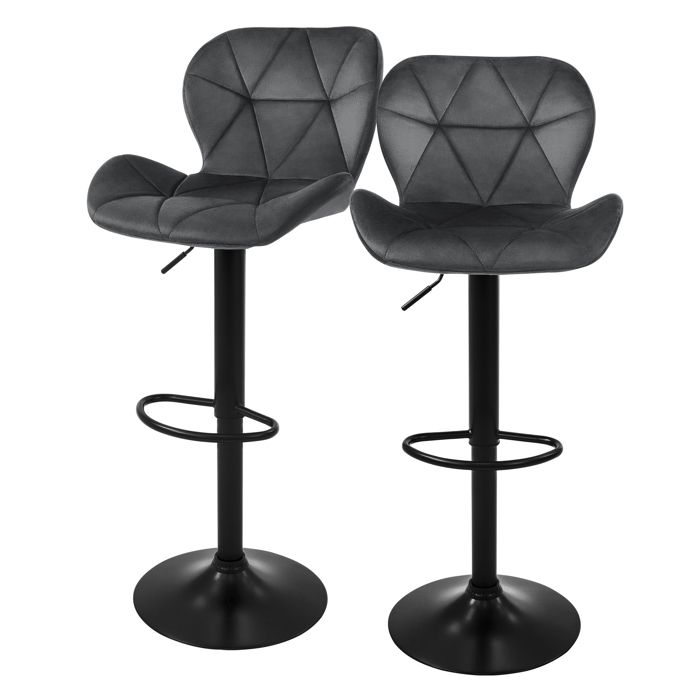 Lot de 2 tabourets de bar Réglable en hauteur Chaise de bar en velours Tabouret Lot de 2 tabourets de bar Réglable en hauteur Chaise de bar en velours Tabouret