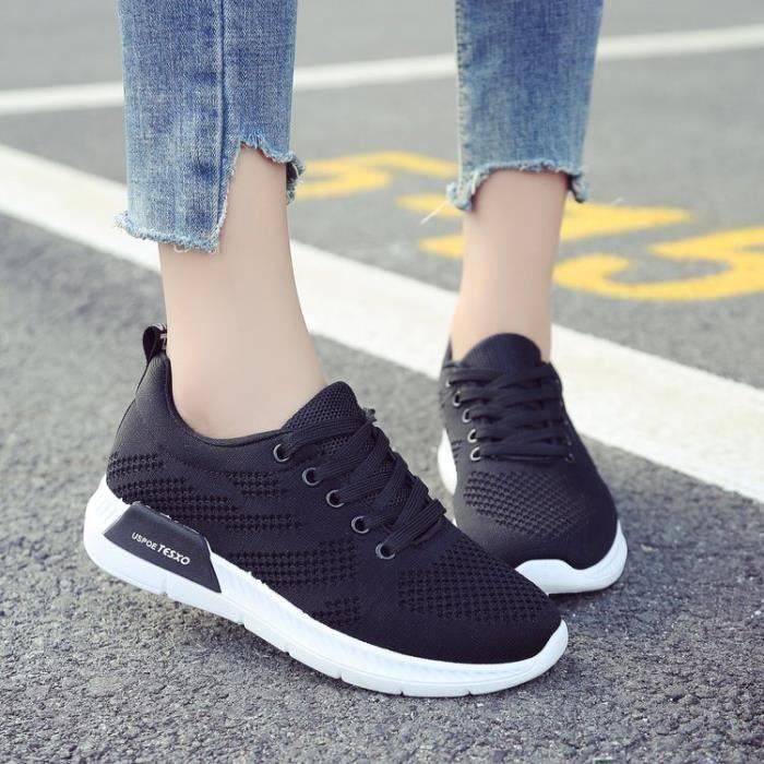 Chaussures femme basket femme sneakers women runing shoes NOIR - Cdiscount  Chaussures