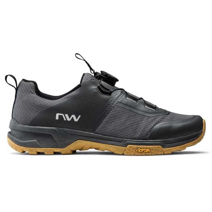 Chaussures VTT Homme - Northwave Crossland Plus - Noir/Dark grey - Pédales plates et semelle Vibram Volt