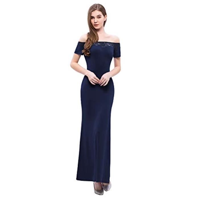 Robe Objos Sirene Hors Epaule Soiree Robe Formelle Dentelle Florale Cocktail Robe De Soiree Taille 46 Marine Achat Vente Robe De Ceremonie Cdiscount