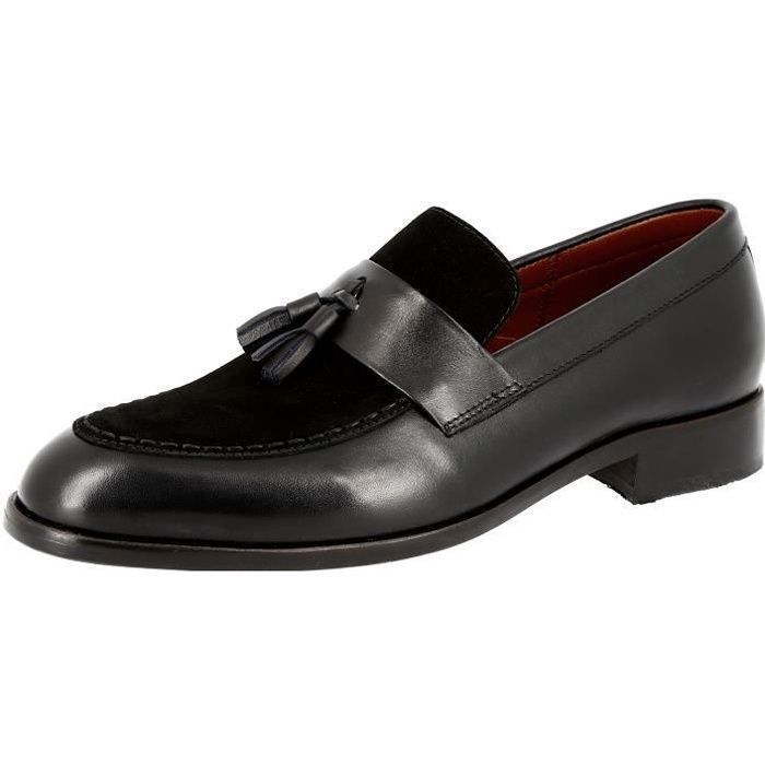 mocassin richelieu homme en cuir et daim noir - marque - modèle - légèreté et confort