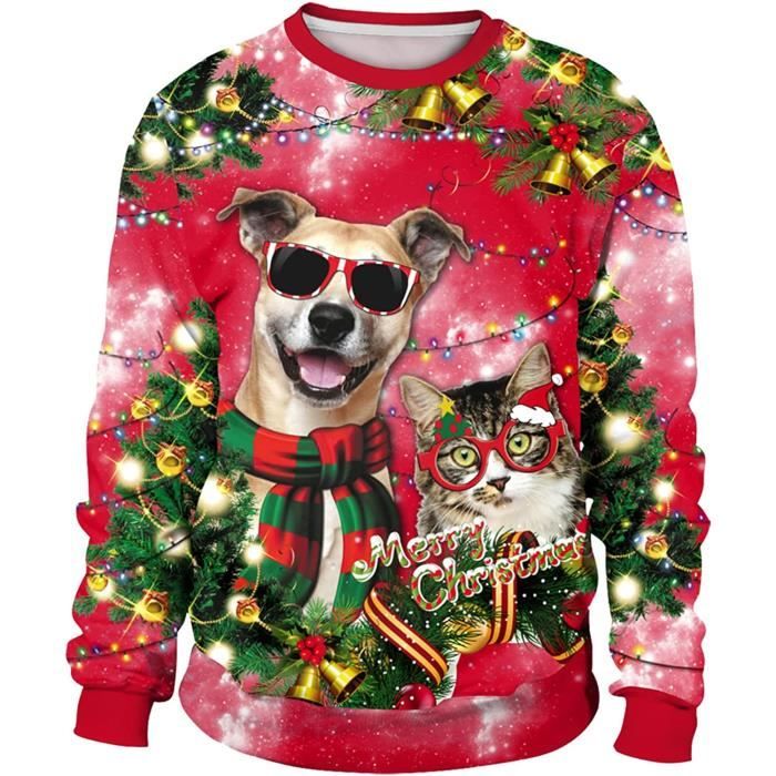 Pull De Noël Moche 'Ugly Christmas' Pour Homme Et Femme - Manches Longues, Impression 3D Lutins - Sweater Humour Fêtes