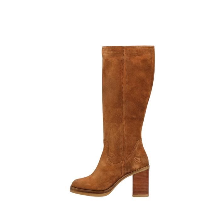 Bottes en daim pour femme Bugatti Marron Talon aiguille de 8 5 cm Fermeture eclair laterale Marron Cdiscount Chaussures