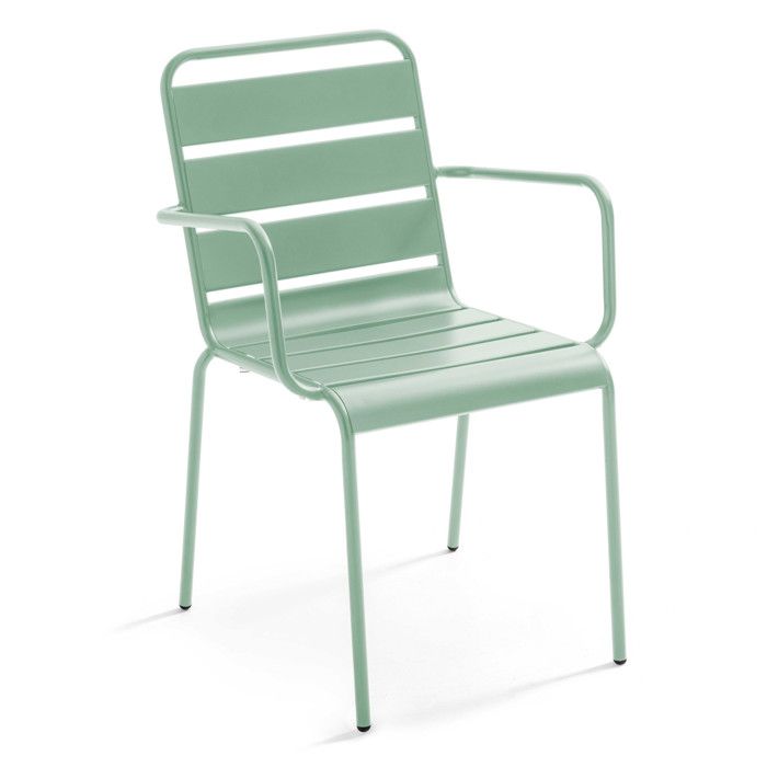 Fauteuil de jardin en métal vert sauge Palavas Oviala