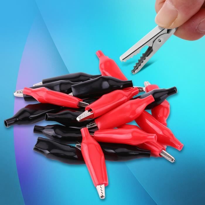 Fdit pince crocodiles Lot de 10 pinces crocodiles en laiton PVC isolées Fdit pince crocodiles Lot de 10 pinces crocodiles en laiton PVC isolées