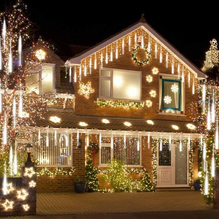 8 Tubes Guirlandes Lumineuses IP65 Imperméable Lumières de Noël avec Tubes de 30 cm Total 240 LED pour Noël Mariage Fête Soirée Maison Arbre Sapin J Amélioré Météores Pluie Lumières 