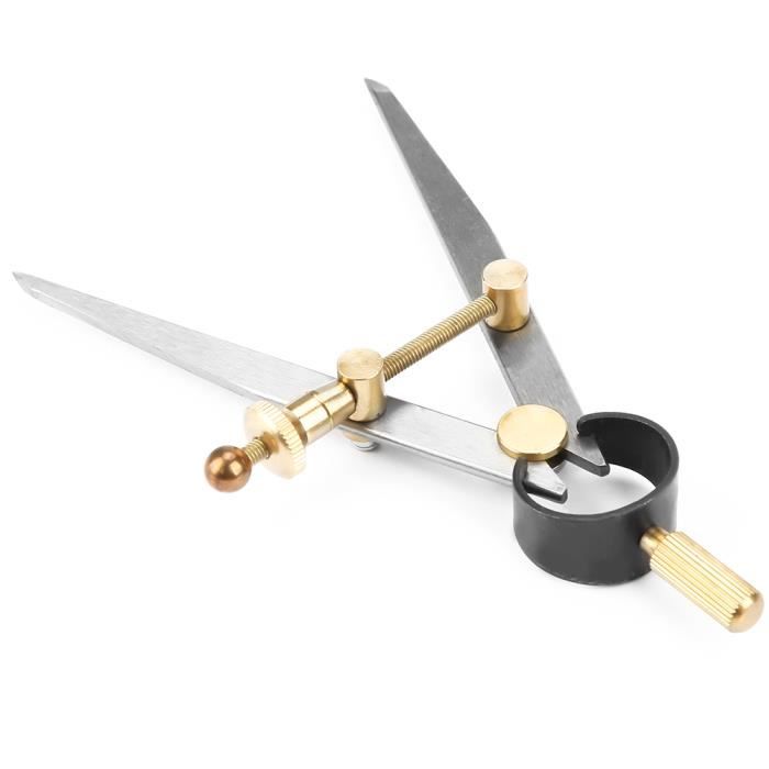 KONTONTY Compas Rotatif de Maroquinerie 125 Mm pour Artisanat du Cuir Argenté, Outil de Couture Fait Main Séparateur D'aile Réglable, Traçage Précis pour Meubles et Bricolage, Usage