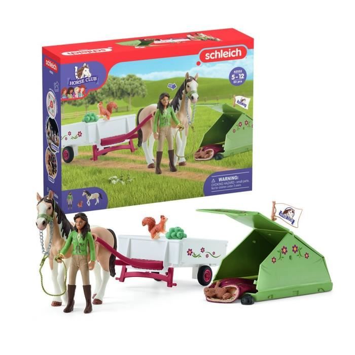 Aventures au camping de Sarah, coffret schleich avec 23 éléments inclus dont 1 cheval schleich et 1 