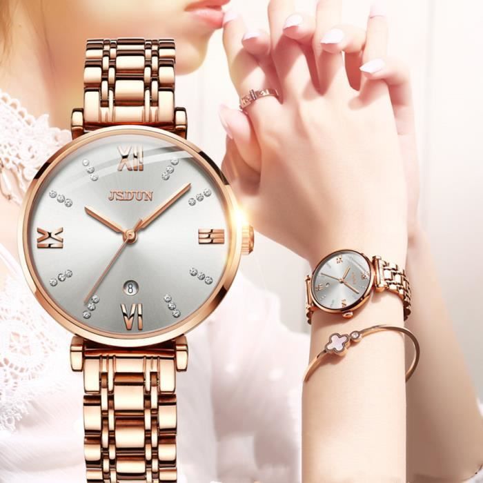 Suisse Montre Femme de marque de Luxe diamants 2021 Quartz date étanche Chiffres romains Bijoux Femme