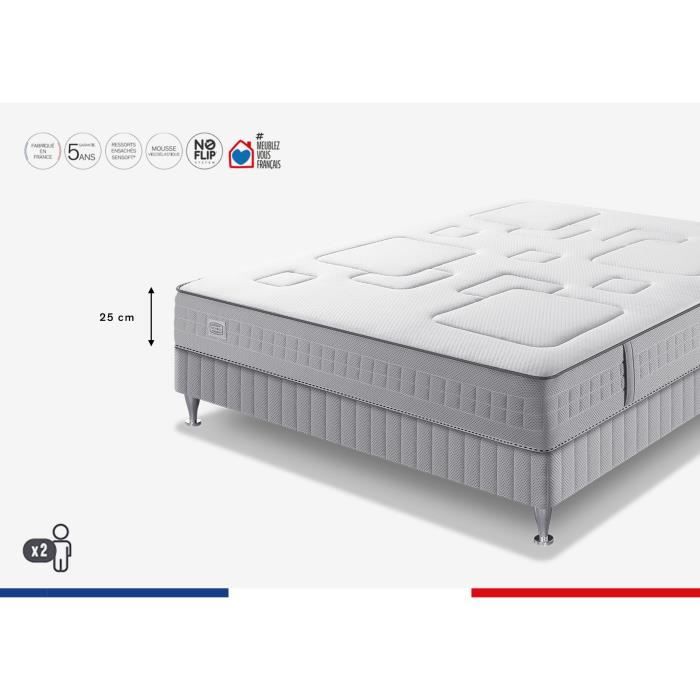 SIMMONS Ensemble Matelas 140x190cm + Sommier - Ressort ensachés - 25cm - SW3