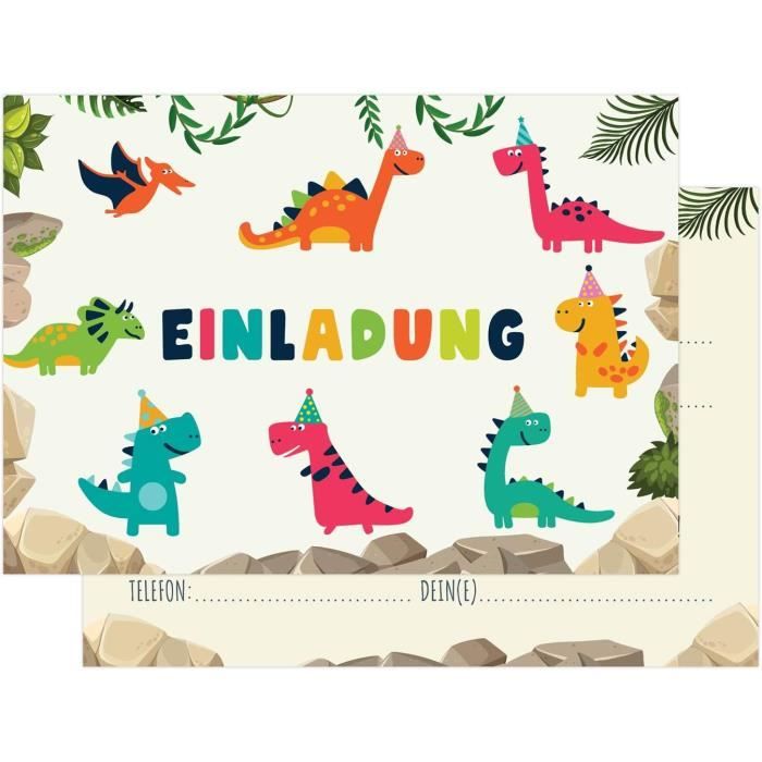 Cartes Invitation Anniversaire Dinosaures - Lot De 12 Avec Enveloppes - Design œuf à Ouvrir - Pour Enfants