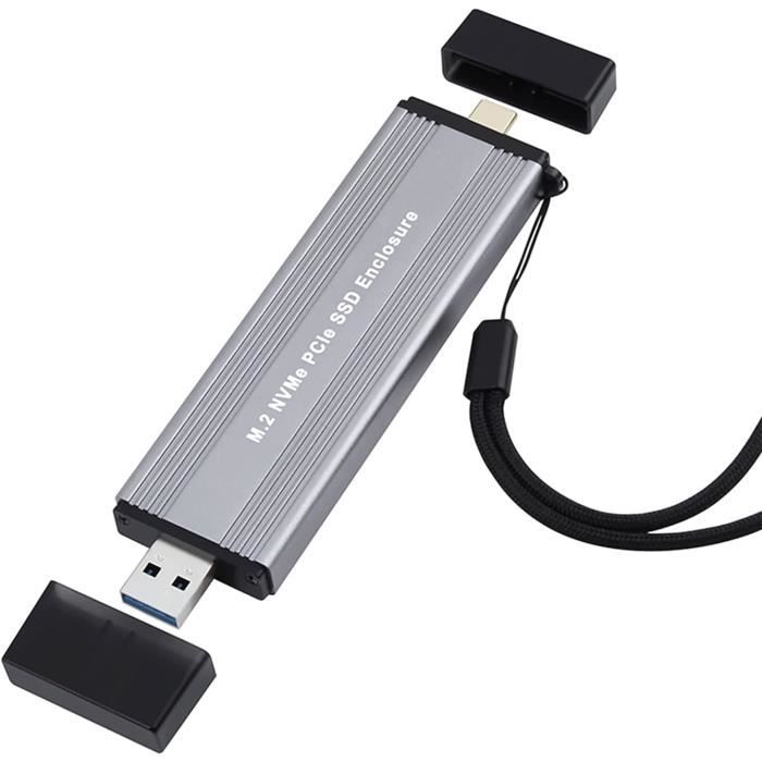 Boîtier SSD M2 M2 vers USB 3.1 Gen2 Boîtier en Aluminium 10 Gbit-s USBC  USBA vers NVMe PCIe Boîtier Externe pour M2 NVMe SSD[S422] - Cdiscount  Informatique