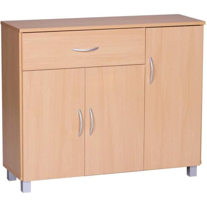 Commode Design Moderne 3 Portes Commode Armoire Buffet FineBuy Buffet Bois Hêtre 90 X 75 X 30 Cm 1 Tiroir 3 Portes | Commode De La Chambre Design Moderne | Salle