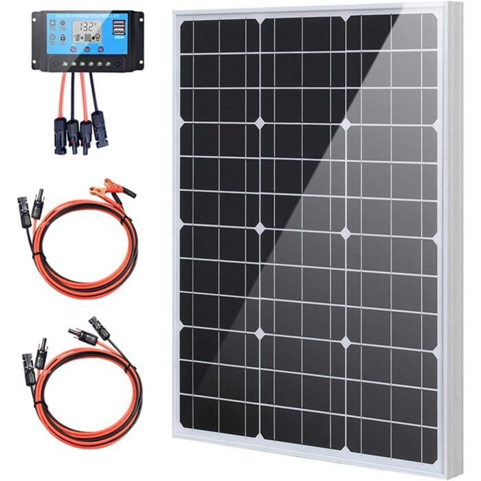 XINPUGUANG - Kit Panneau Solaire 100W 12V Avec Contrôleur 10A - Monocristallin 23% Rendement - Pour Camping-car, Bateau, Cabane