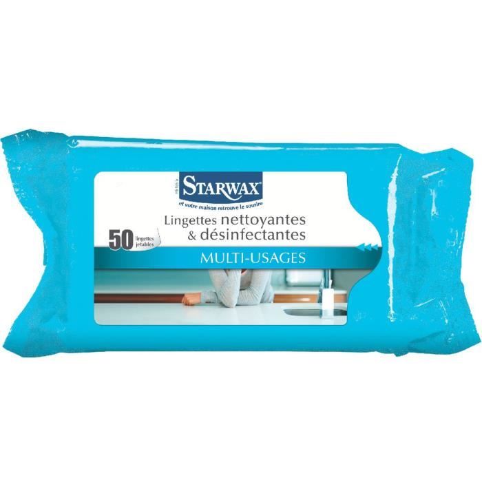 Lingette imprégnée nettoyante et désinfectante Starwax - 50 lingettes