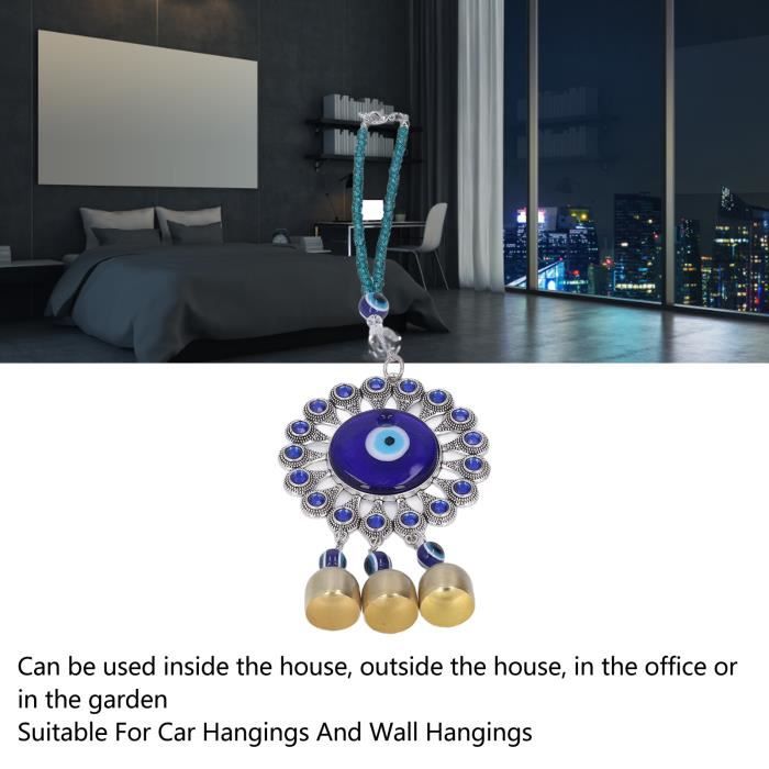 MYSTIC JEWELS – Décoration Murale Verre Œil Turc (Evil Eye) Modèle 3, Amulette Protection Maison, 26×14 Cm
