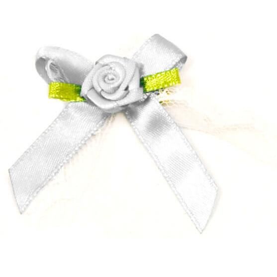 Mariage Cocarde Boutonniere Satin Blanche X10 Ref Acm443