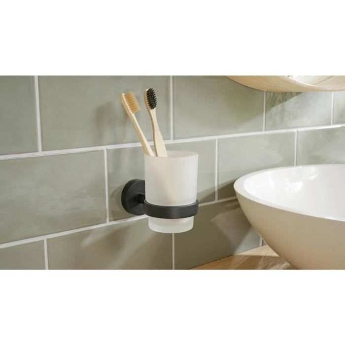 Warmhm Verre De Bain Verre à Motif Carreau Noir Et Blanc