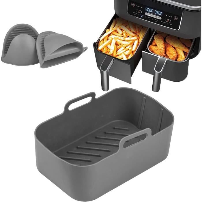 Doublures Silicone Pour Friteuse Air - Lot De 3 Gris - 21x21 Cm - Réutilisables Et Pliables - Compatible Four Et Micro-ondes