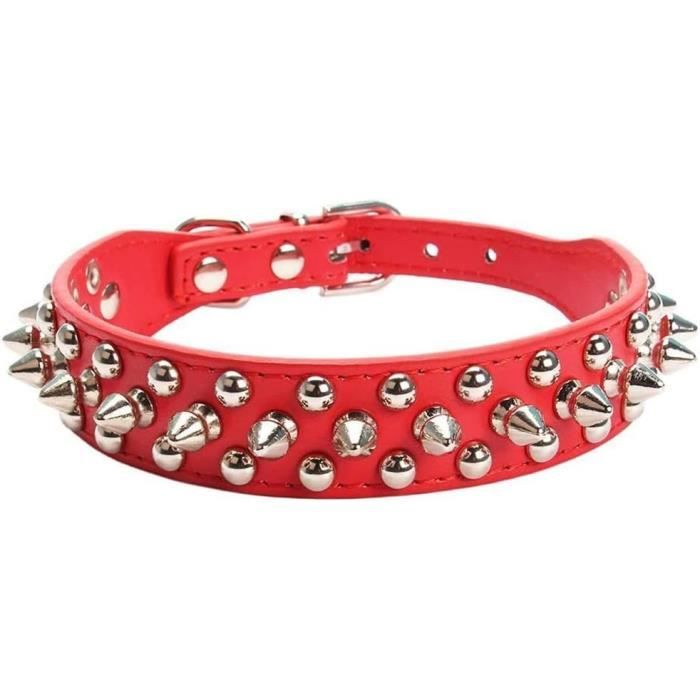 Collier Pour Chien En Cuir Clouté À Pointes, Collier Pour Chien Bullet Nail Rivet, Collier Pour