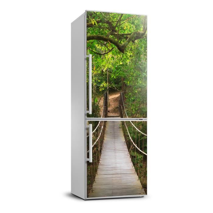 Autocollant Mural Frigo Forêt Automne 60x180cm - Adhésif Repositionnable, Effet 3D - Déco Cuisine Facile, Lavable - 4