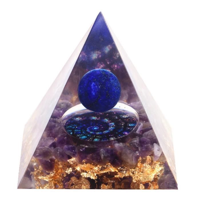 VNSTKWW Pyramide en cristal d'orgonite, pierre d'élimination émotionnelle et négativité d'améthyste, pointe en cristal de quartz transparent pour la méditation (6 cm