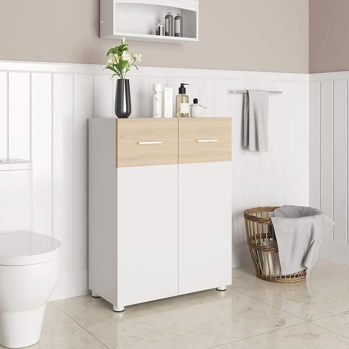 VASAGLE Meuble de Salle de Bain sur Pied, Meuble de Rangement, Armoire