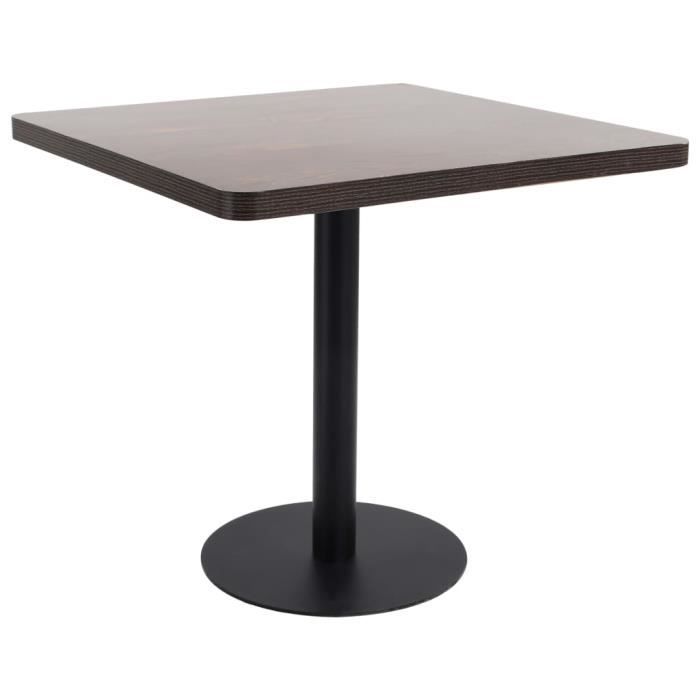 "top" table de bistro jili - table salle à manger marron foncé 80x80 cm mdf,20 kg